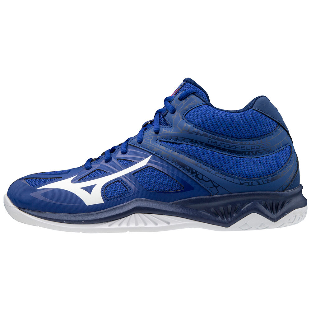 Zapatillas Voleibol Mizuno Thunder Blade 2 Mid Hombre Azules/Blancas/Rosas Ofertas WZKV-51796